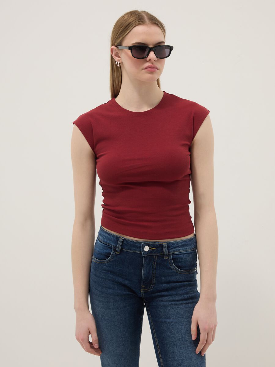 Red fitted cotton tank top with stretch_1