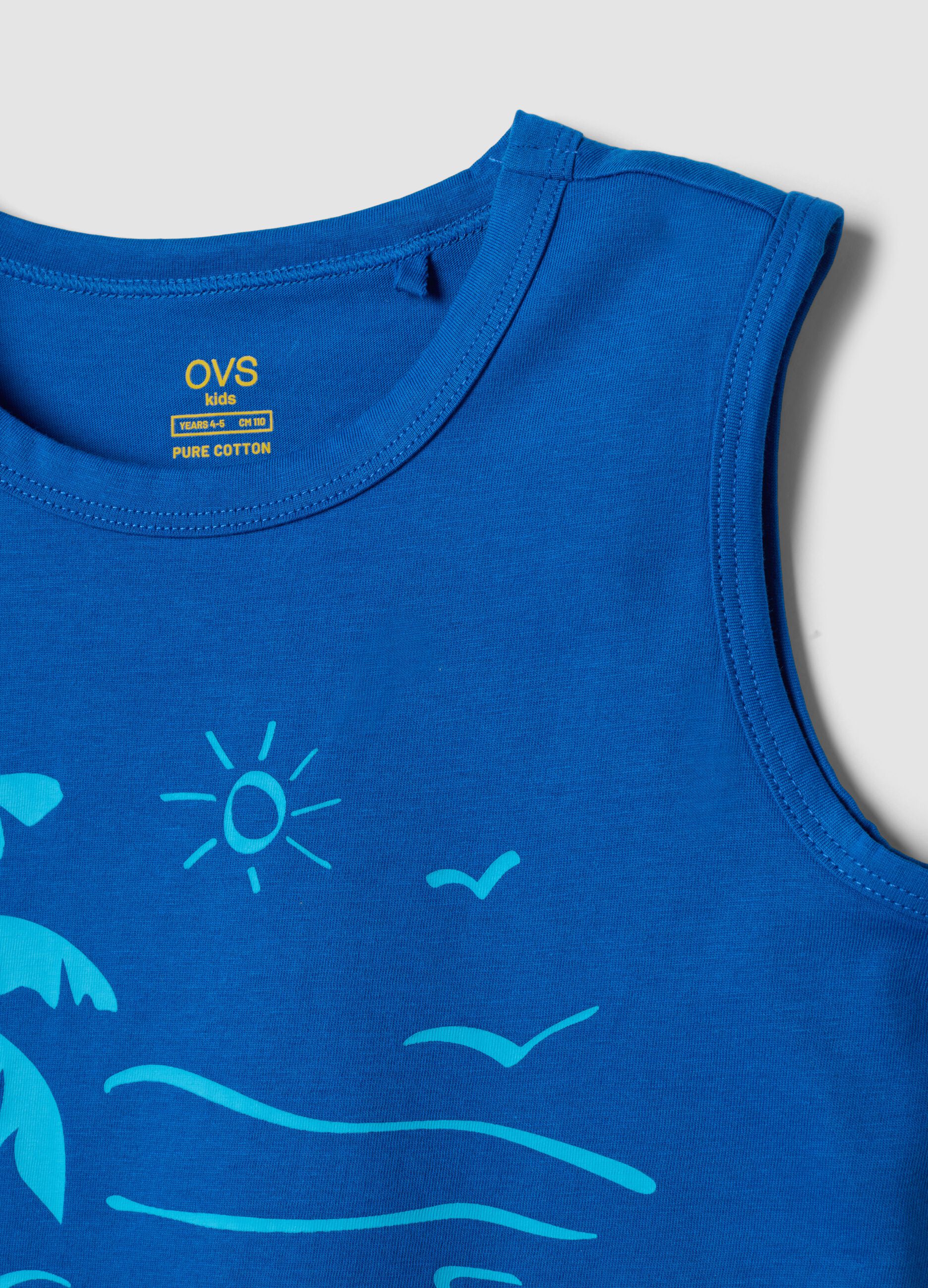 Blue pure cotton set with top and shorts