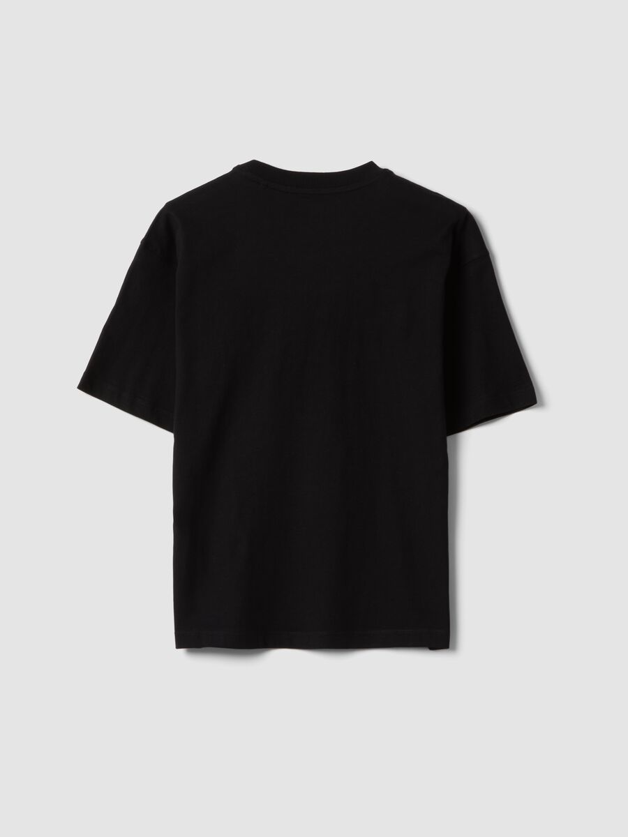 Black pure cotton T-shirt with front print_4