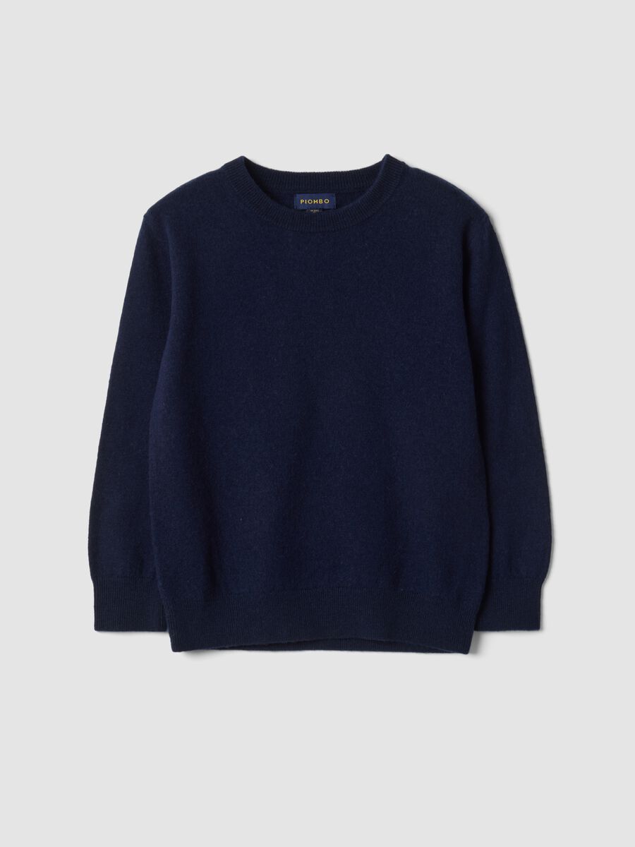 Maglia blu in pura lana a maniche lunghe regular fit_0