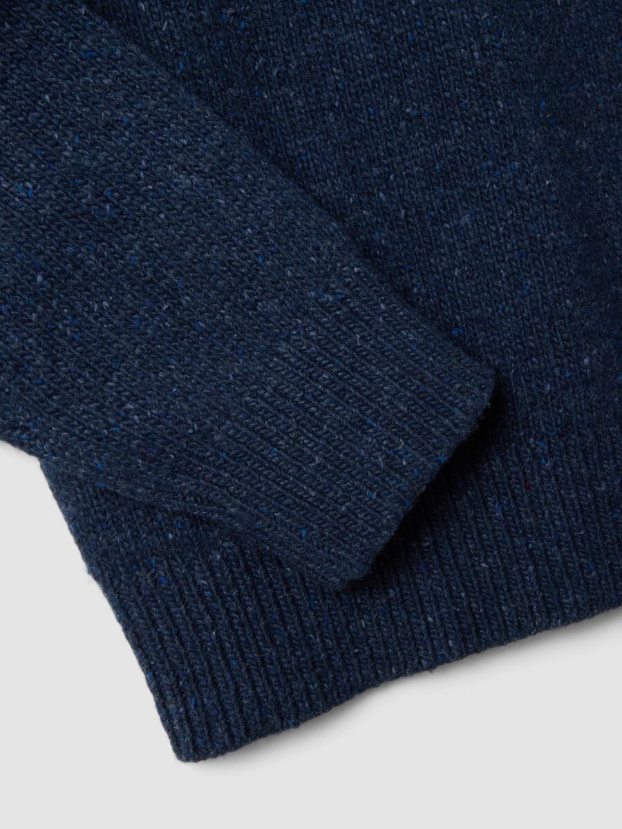 Blue crew-neck cotton and wool-blend jumper_1