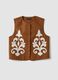Brown linen and lyocell-blend gilet with applied embroidery_4