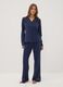 Blue V-neck pyjama top in stretchy cotton, lyocell and wool_2