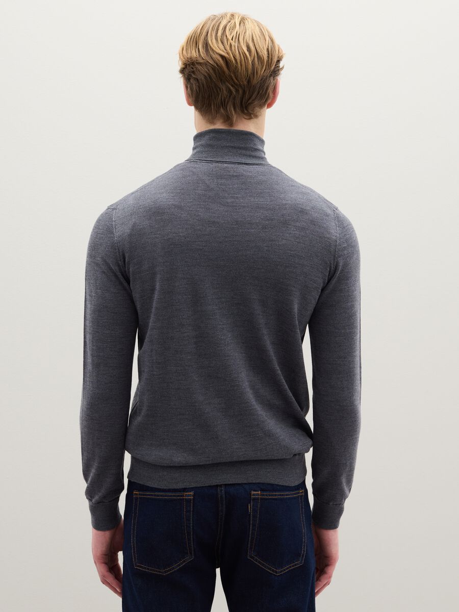 Grey high-neck sweater in pure merino wool regular fit_3