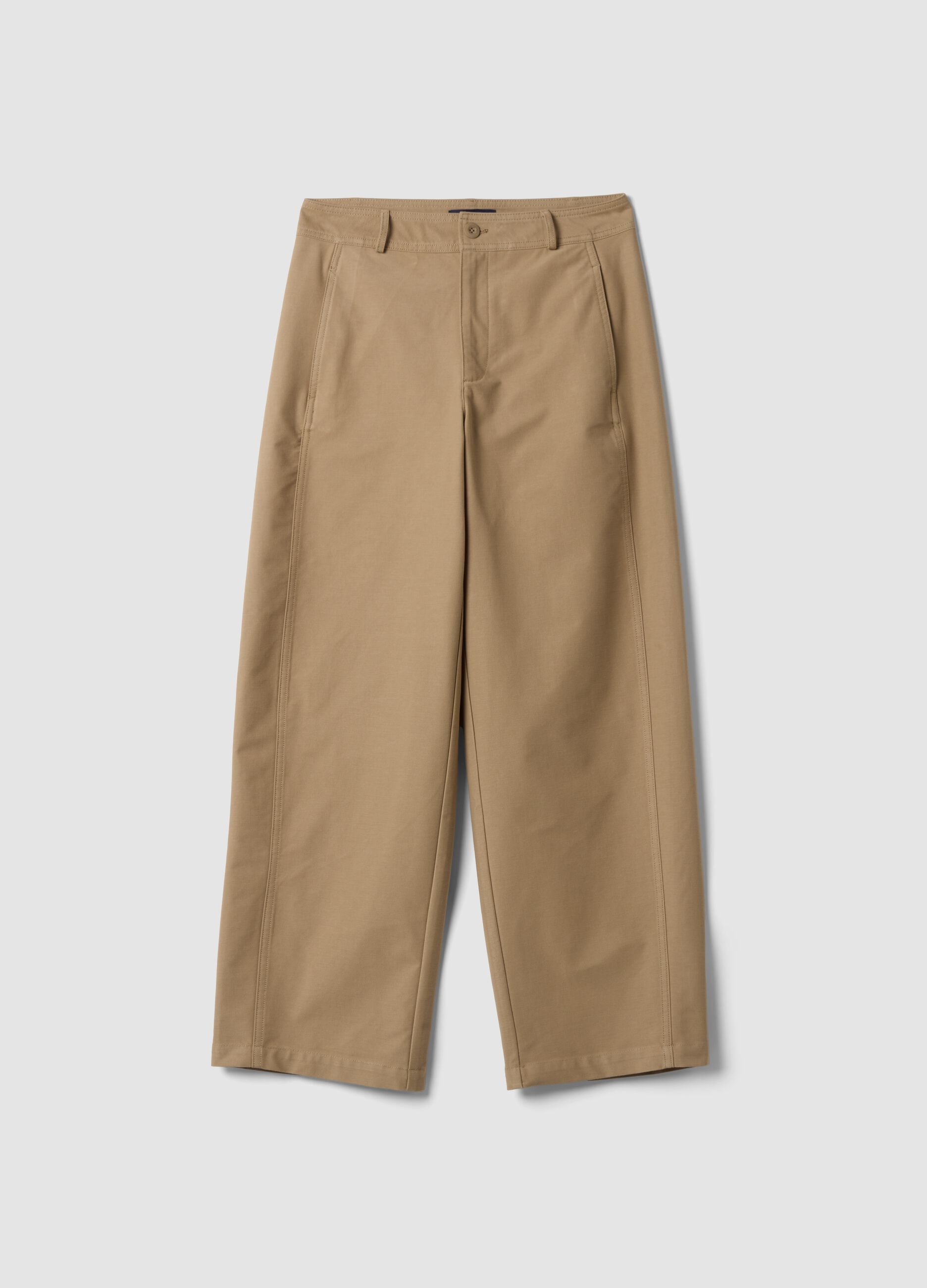 The Iconic Pants beige stretch cotton-blend barrel-fit trousers