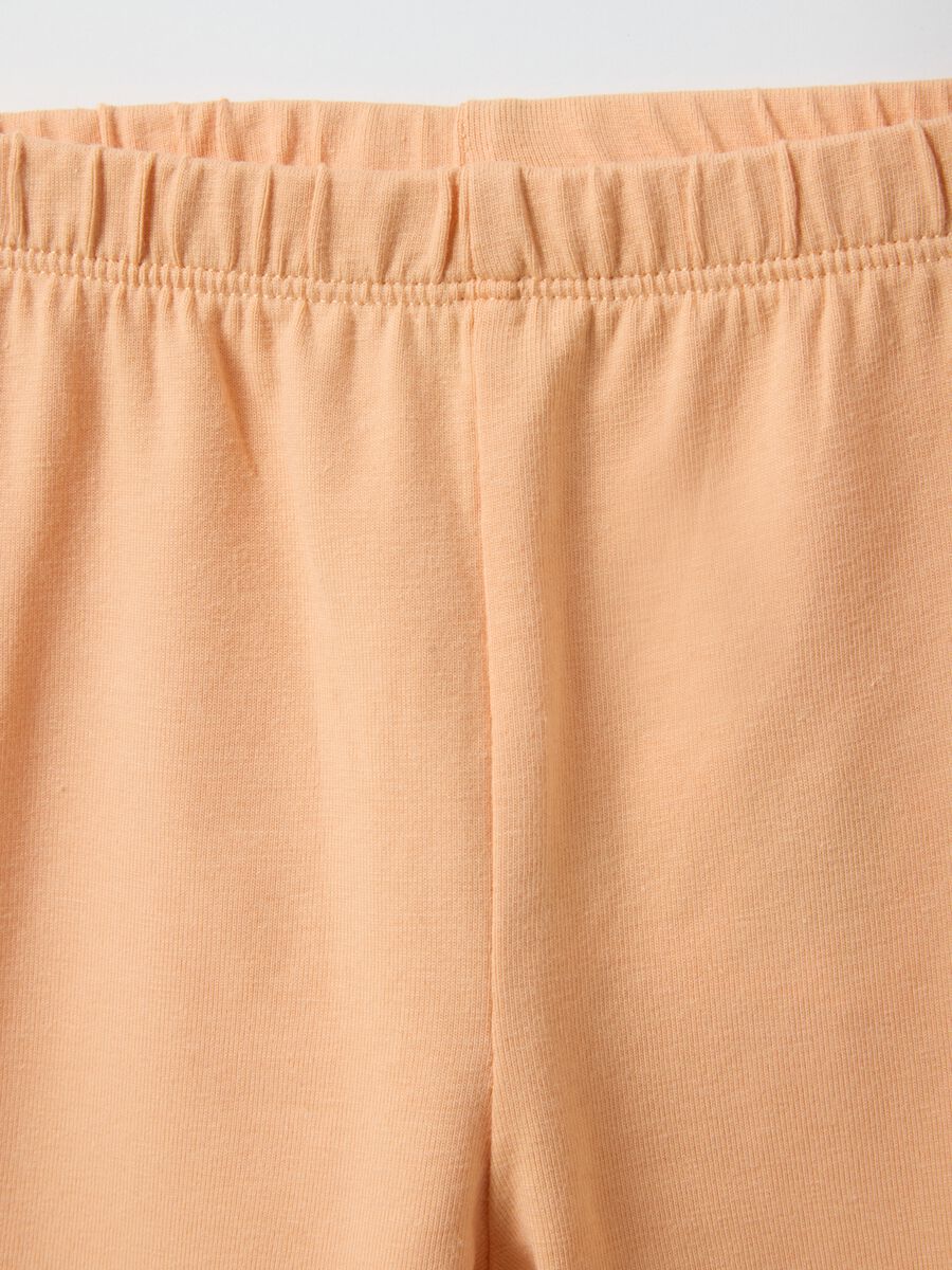 Beige stretch cotton leggings for girls - slim fit_2