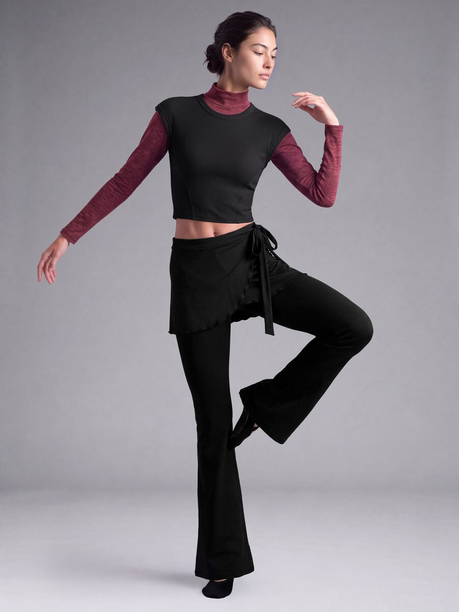 Blue flared leggings in stretchy fabric_1