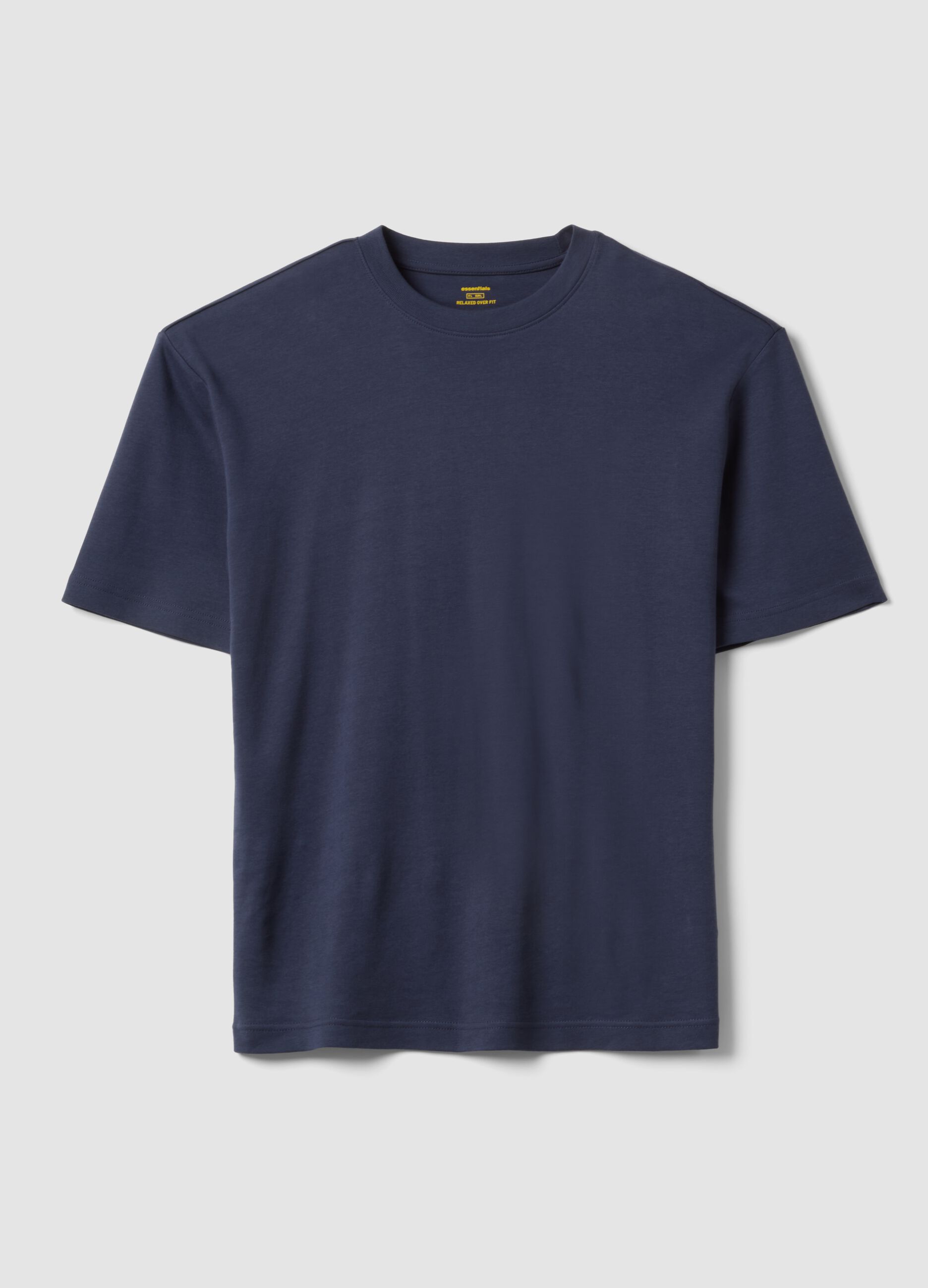 Blue pure cotton short-sleeve T-shirt, relaxed fit