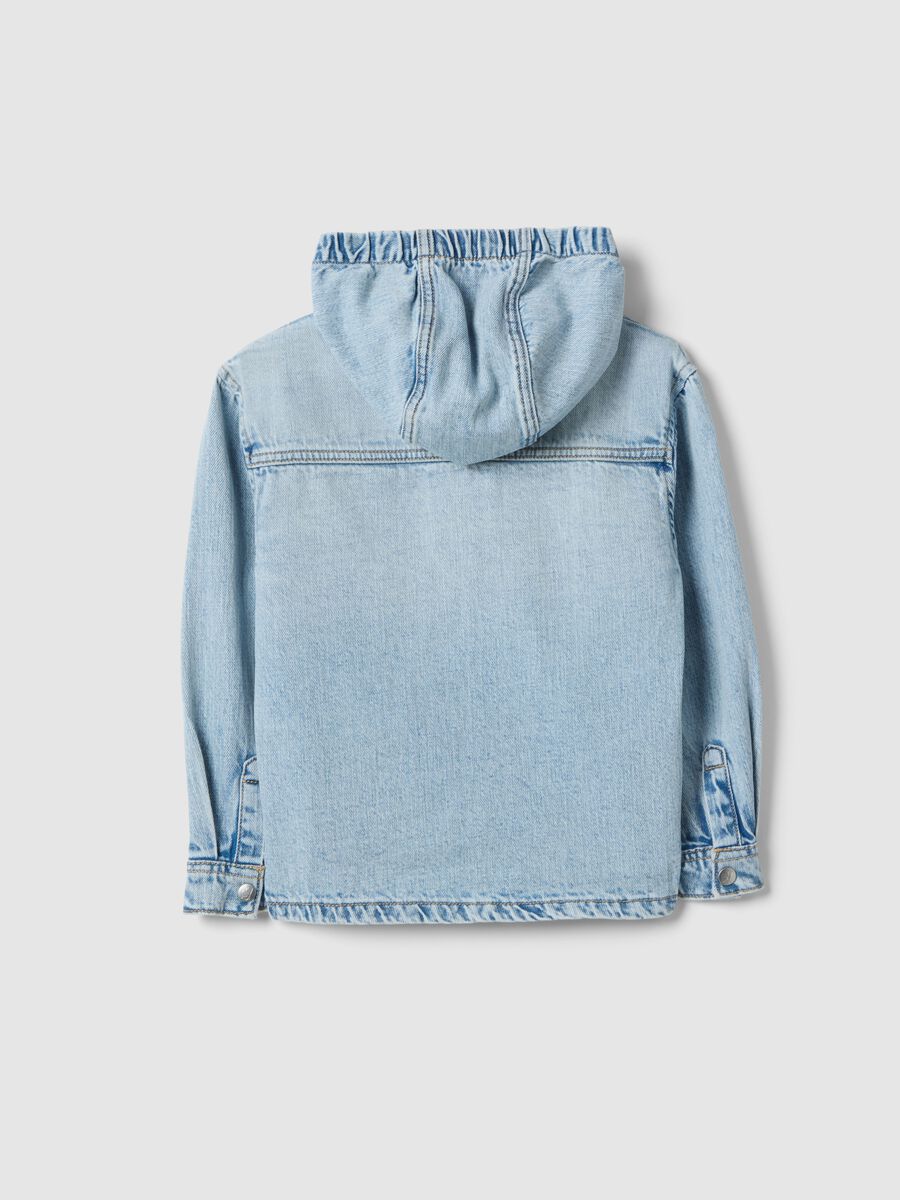 Camicia in puro cotone denim blu regular fit per bambino_1