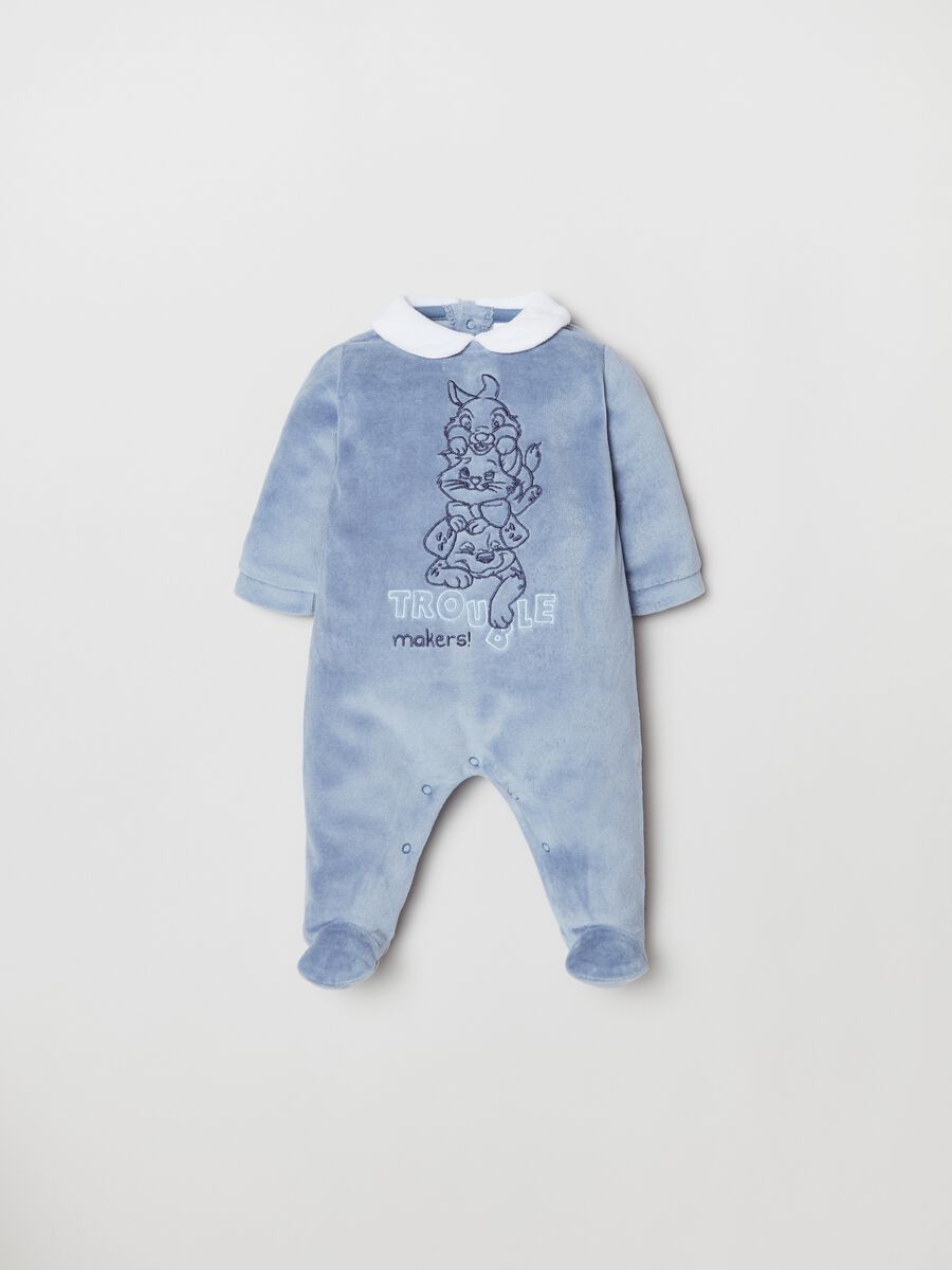 Velour onesie with feet and Thumper embroidery_0