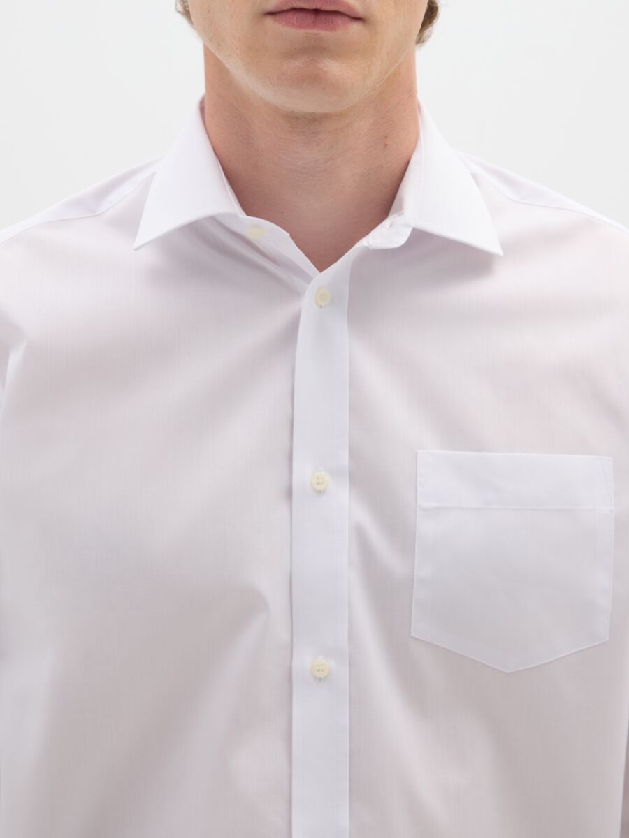 White Regular Fit Easy Iron Shirt_1