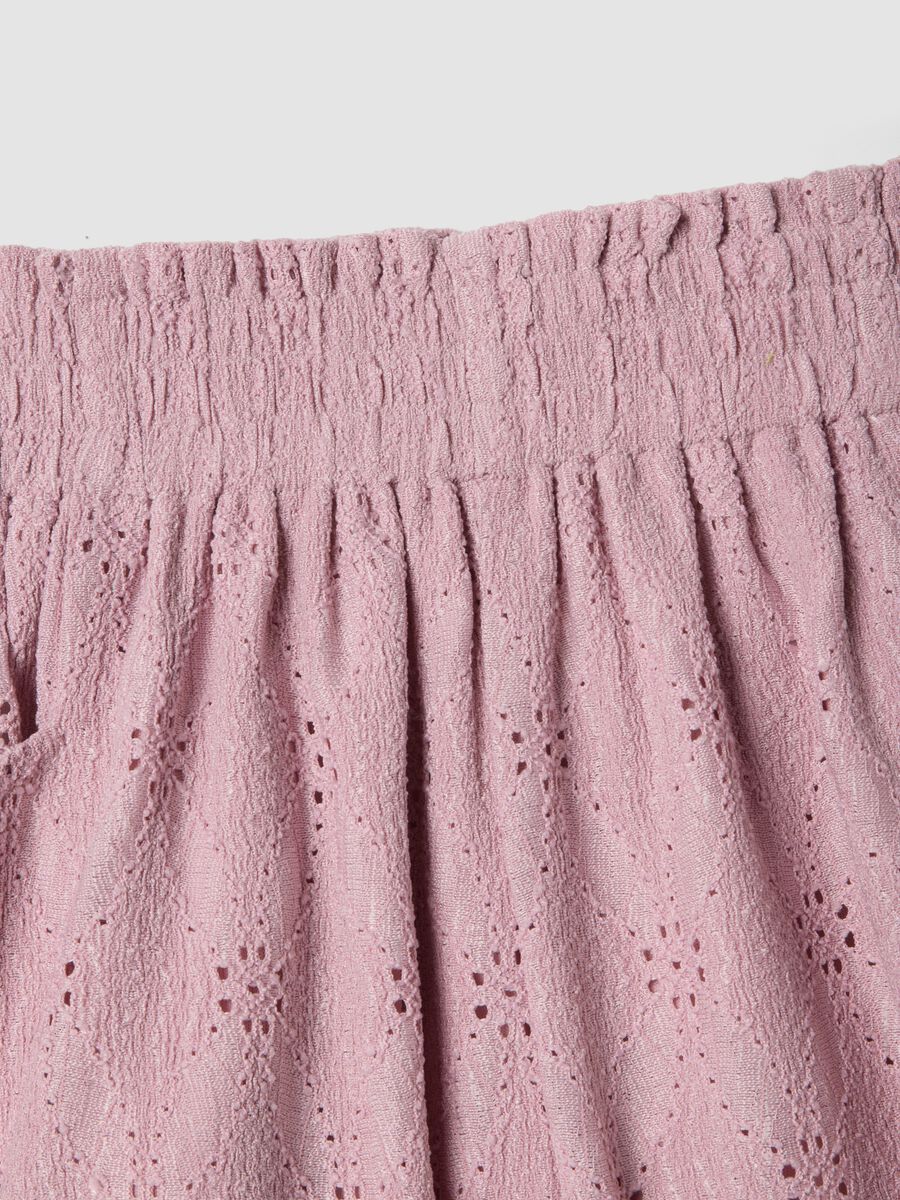 Cal&ccedil;&otilde;es rosa em tecido el&aacute;stico com cintura el&aacute;stica, corte regular para menina_3