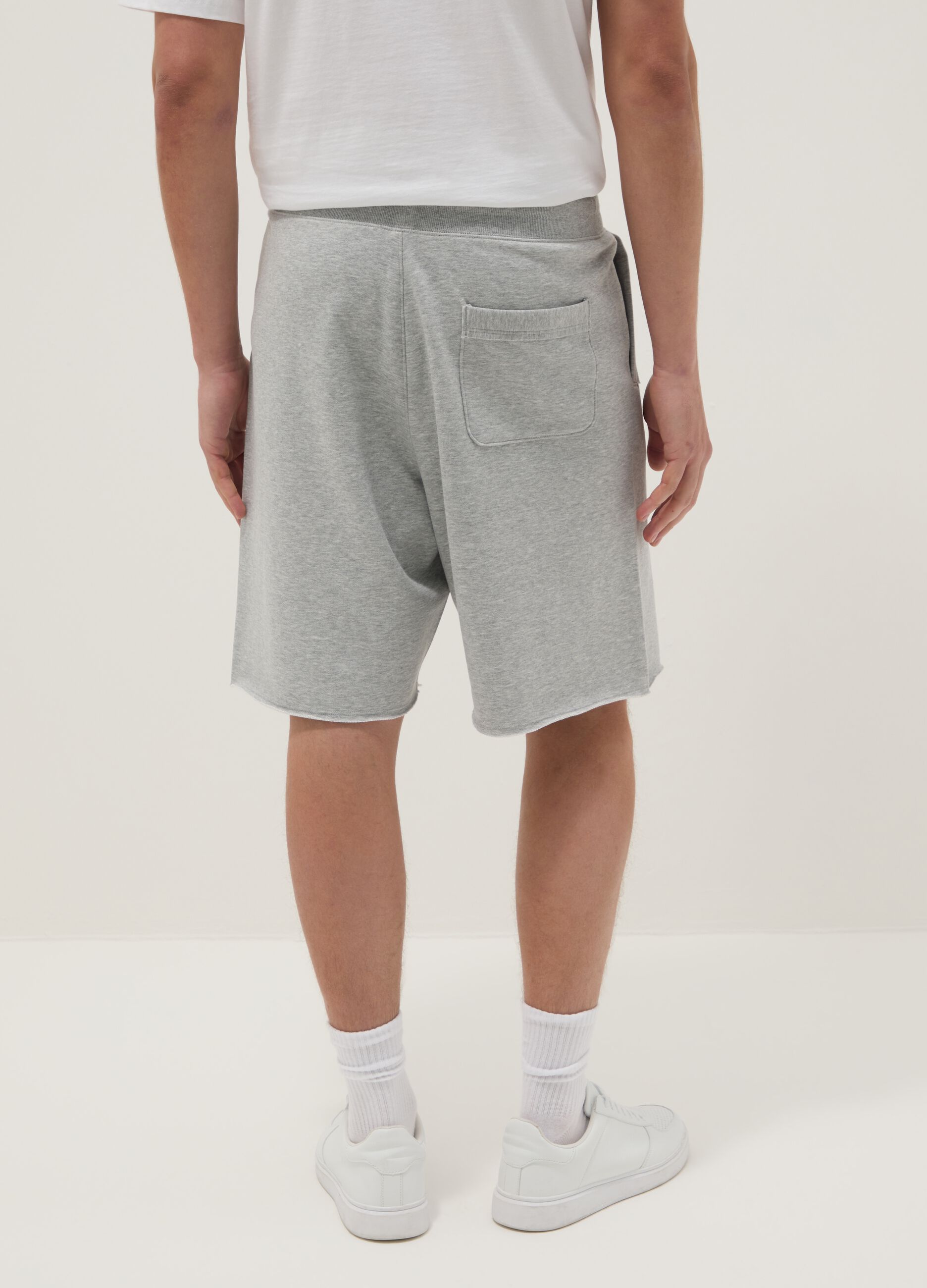 Grey cotton-blend relaxed-fit shorts