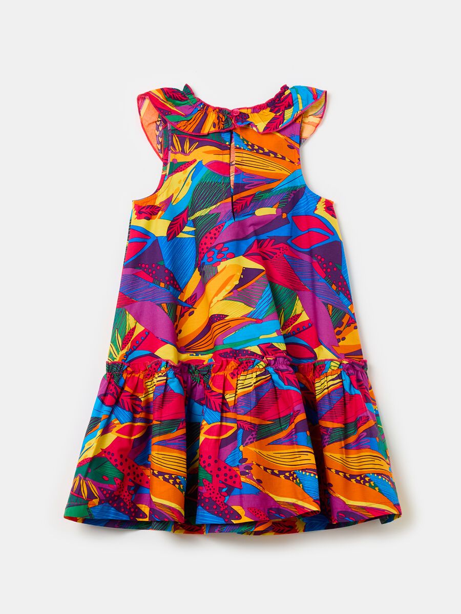 Cotton dress with flounce and print_1