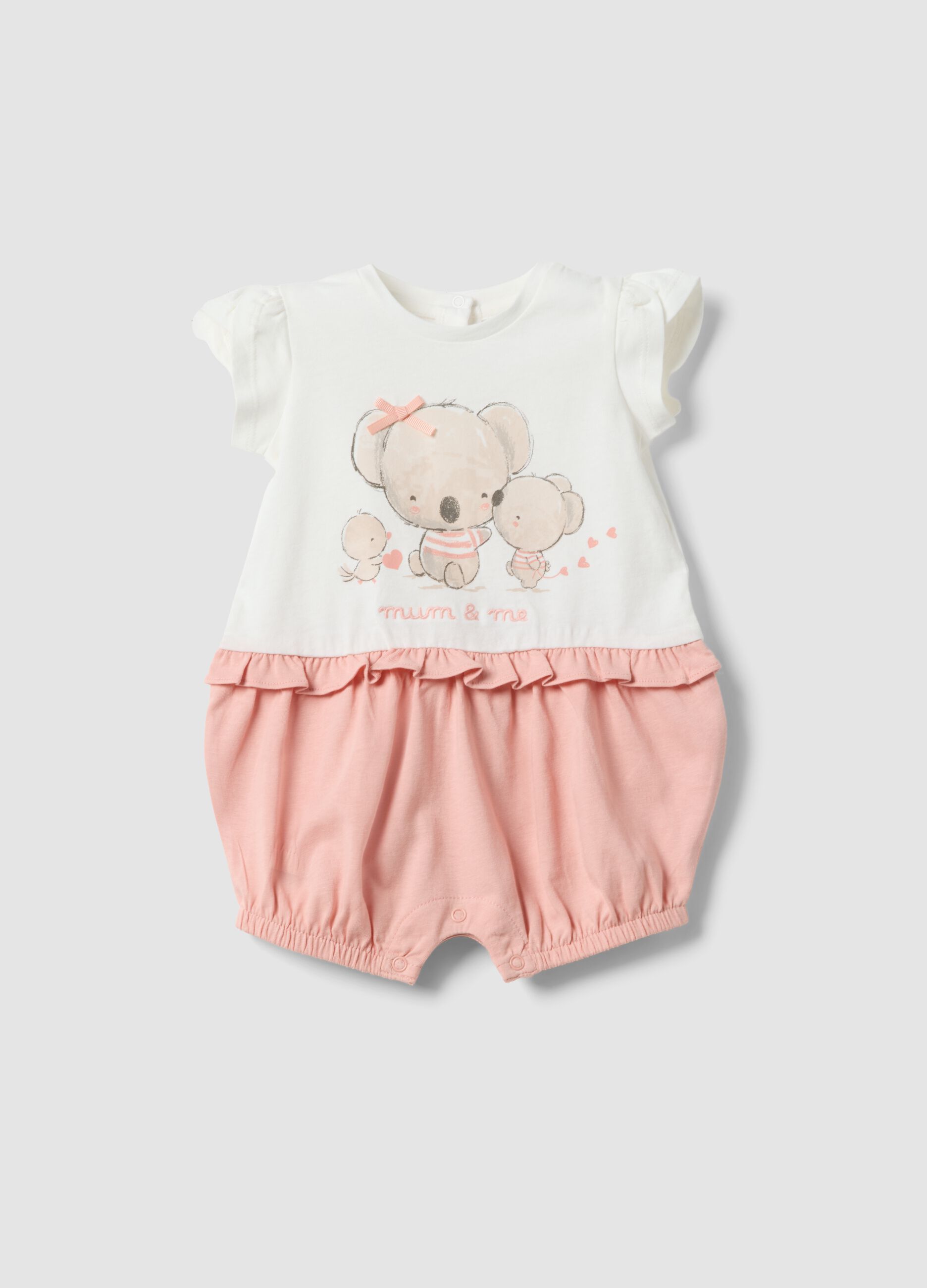 Multicolour pure cotton baby romper with designs