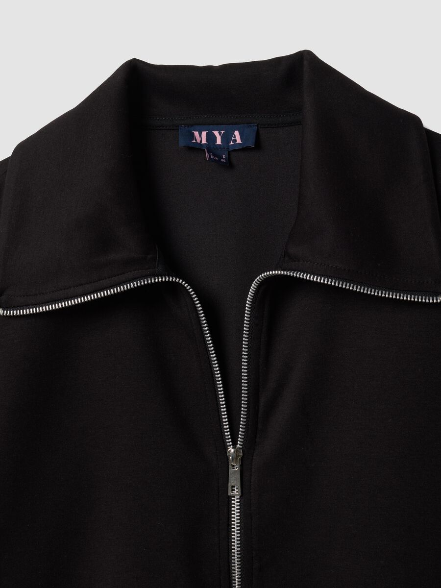Schwarzes Full-Zip-Sweatshirt aus elastischer Viskose mit Kragen_1