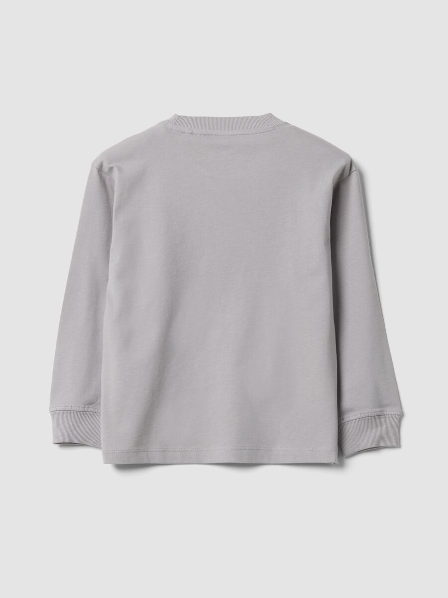 T-shirt grigia in puro cotone con girocollo e stampa Top Speed Driver_1