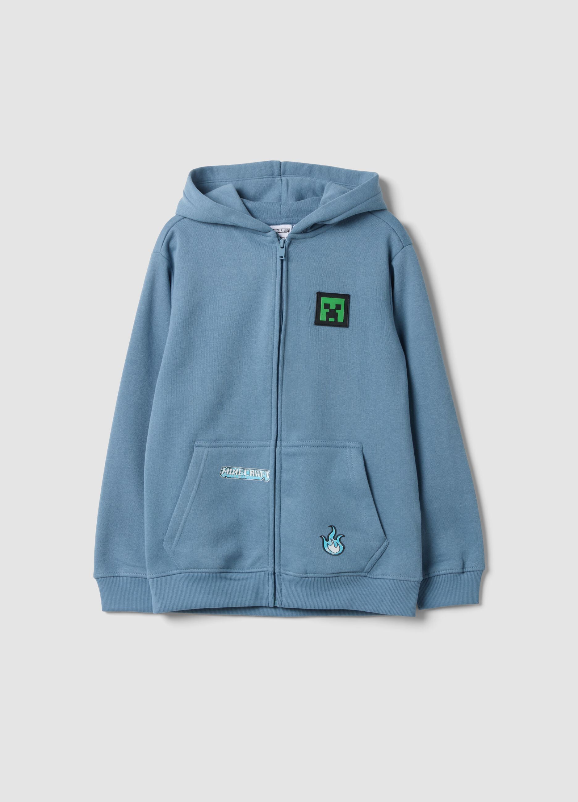 Blue cotton-blend hoodie