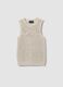 Fitted beige cotton blend mesh vest_1