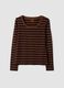 Brown slim-fit striped stretch viscose crew-neck T-shirt_4