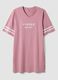 Camicia da notte rosa in puro cotone organico con scollo a V con stampa_4