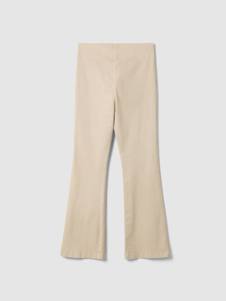 Maternity Beige Flare Trousers in Stretch Cotton_4