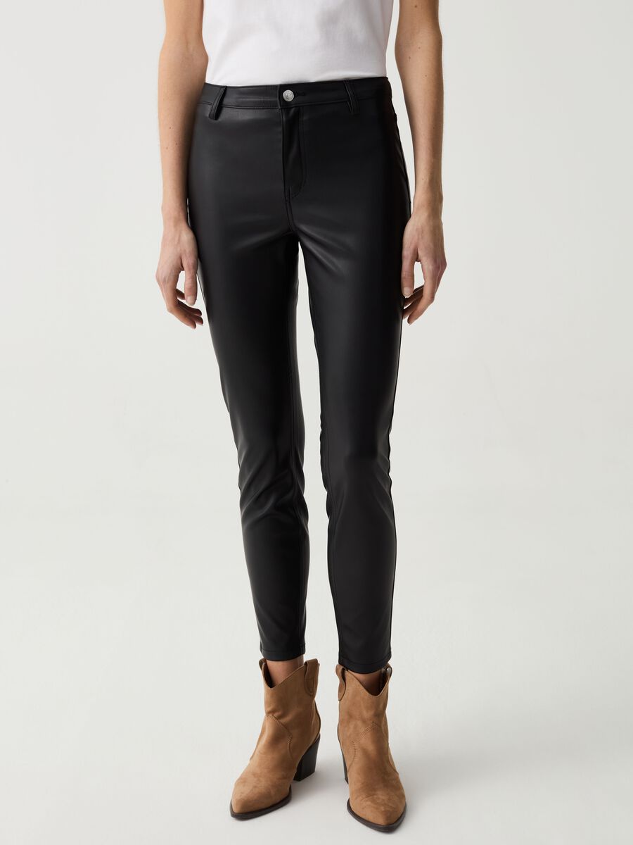 Jeggings cropped skinny fit effetto lucido_1