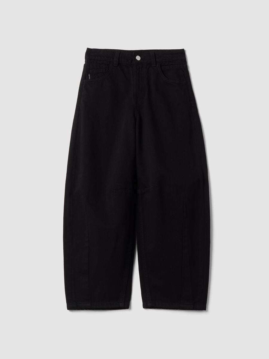 Black pure cotton baggy-fit trousers_3