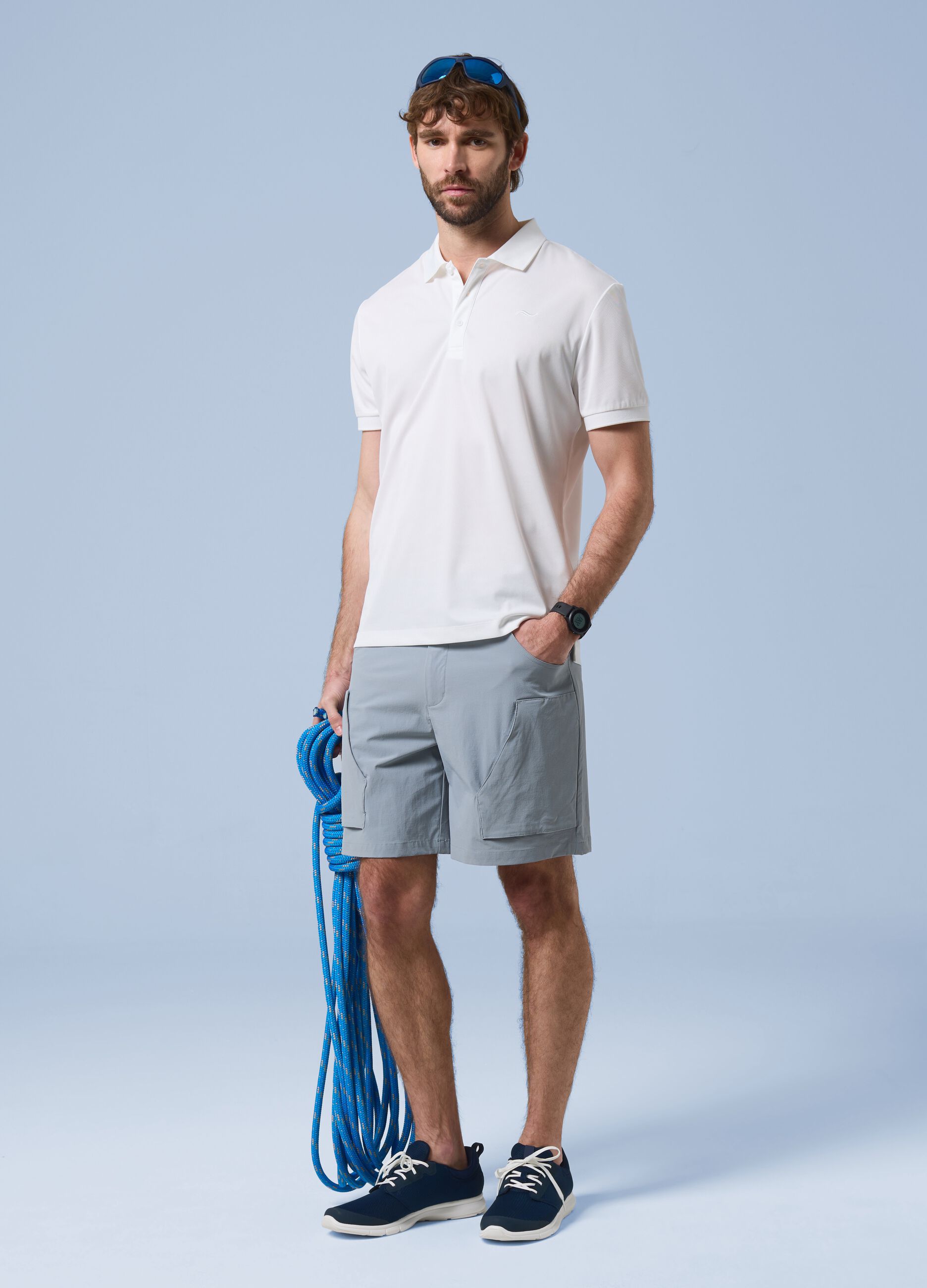 White ALTAVIA SAILING polo shirt with breathable classic collar