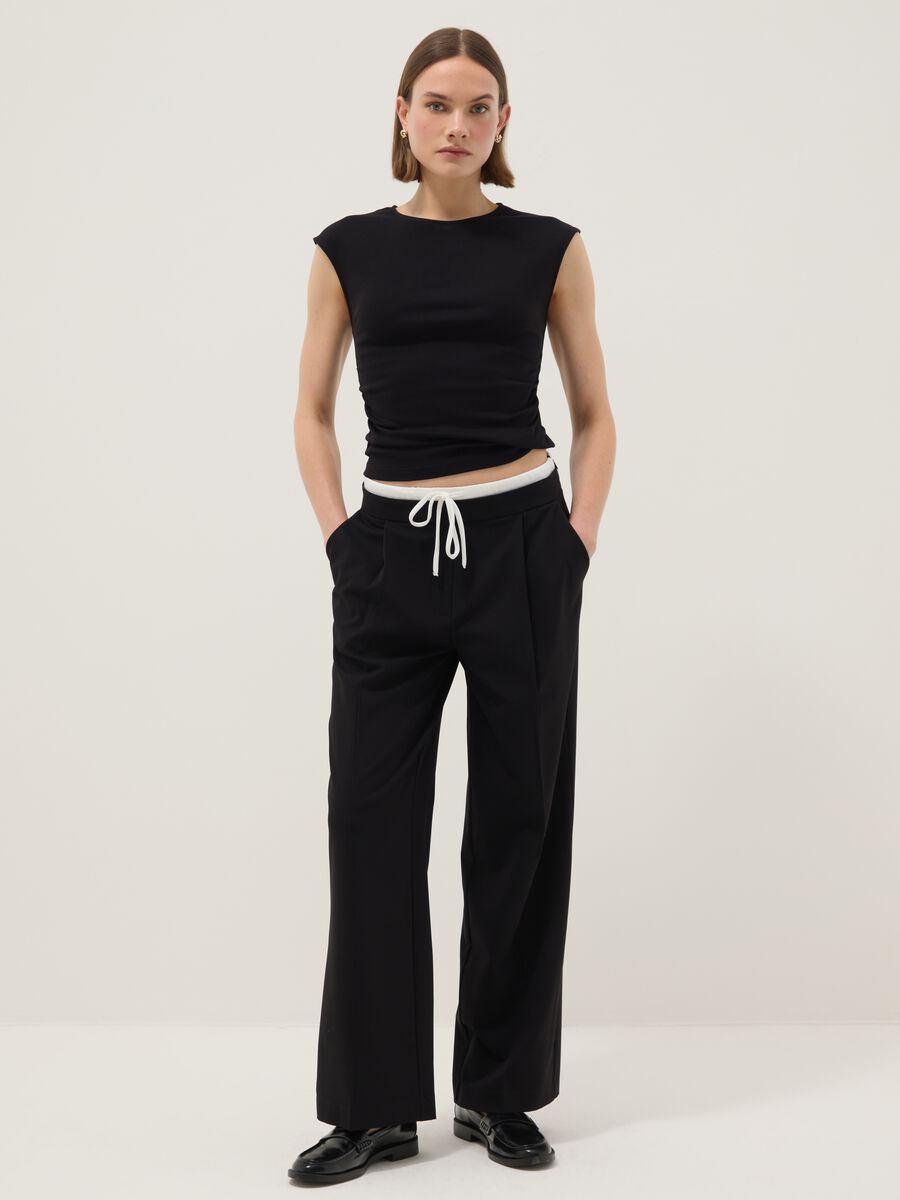 Black pure cotton regular fit tank top_1