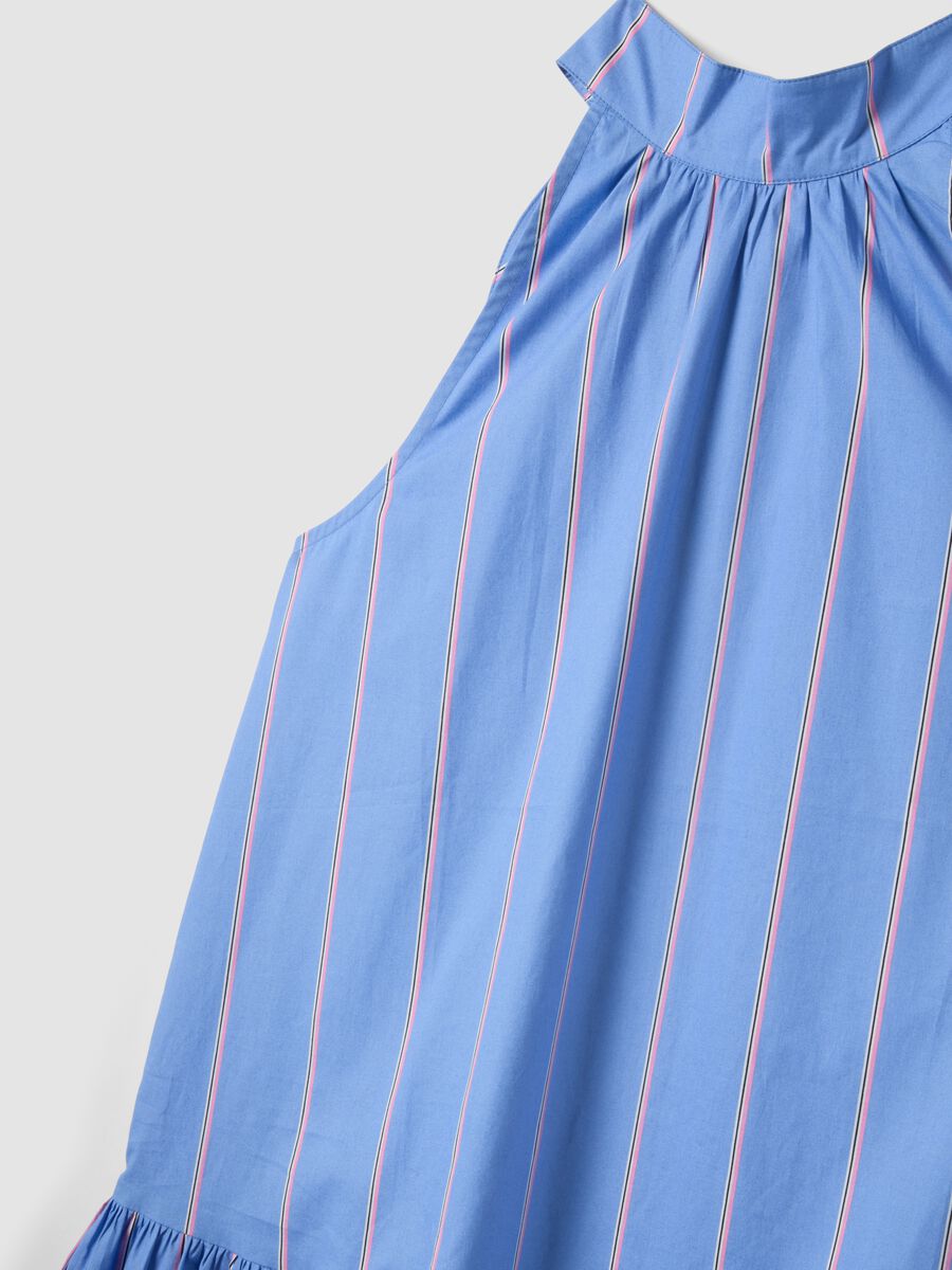 Sky blue pure cotton dress with high neck_5