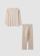 Beige pure organic cotton printed pyjamas for girls_1
