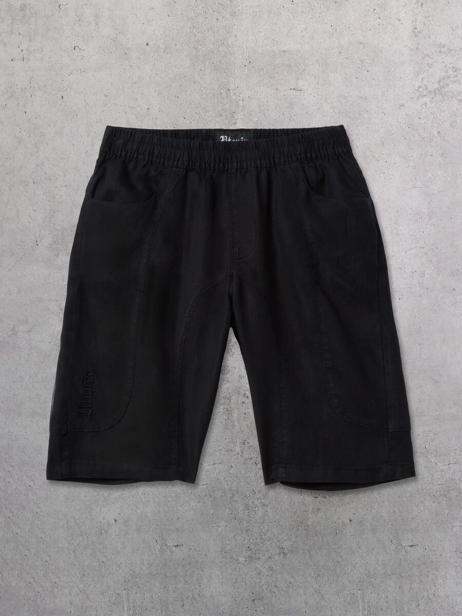 100% Linen Shorts Black_4