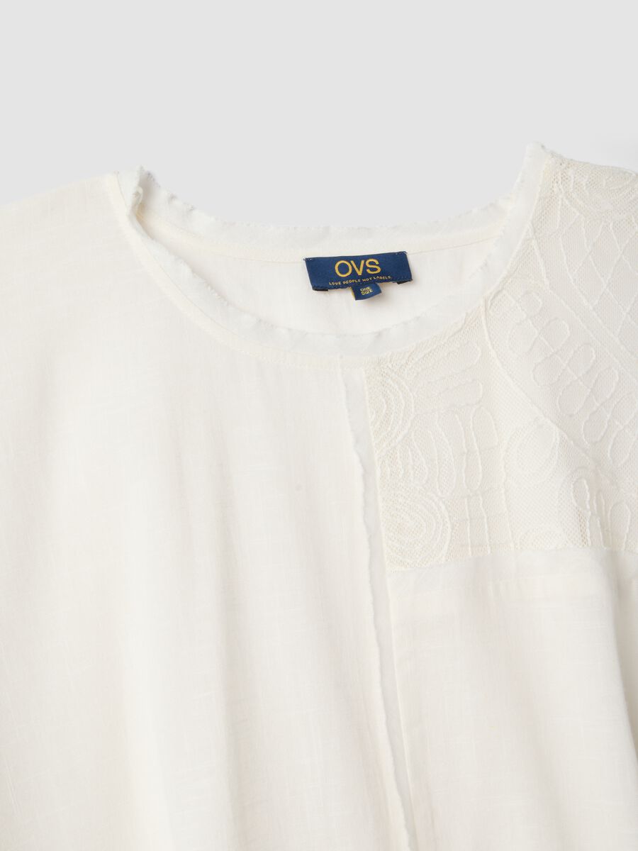 White pure cotton kaftan with lace inserts_5