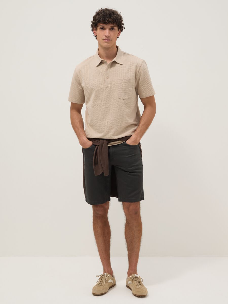 Beige short-sleeved stretch polo shirt_2