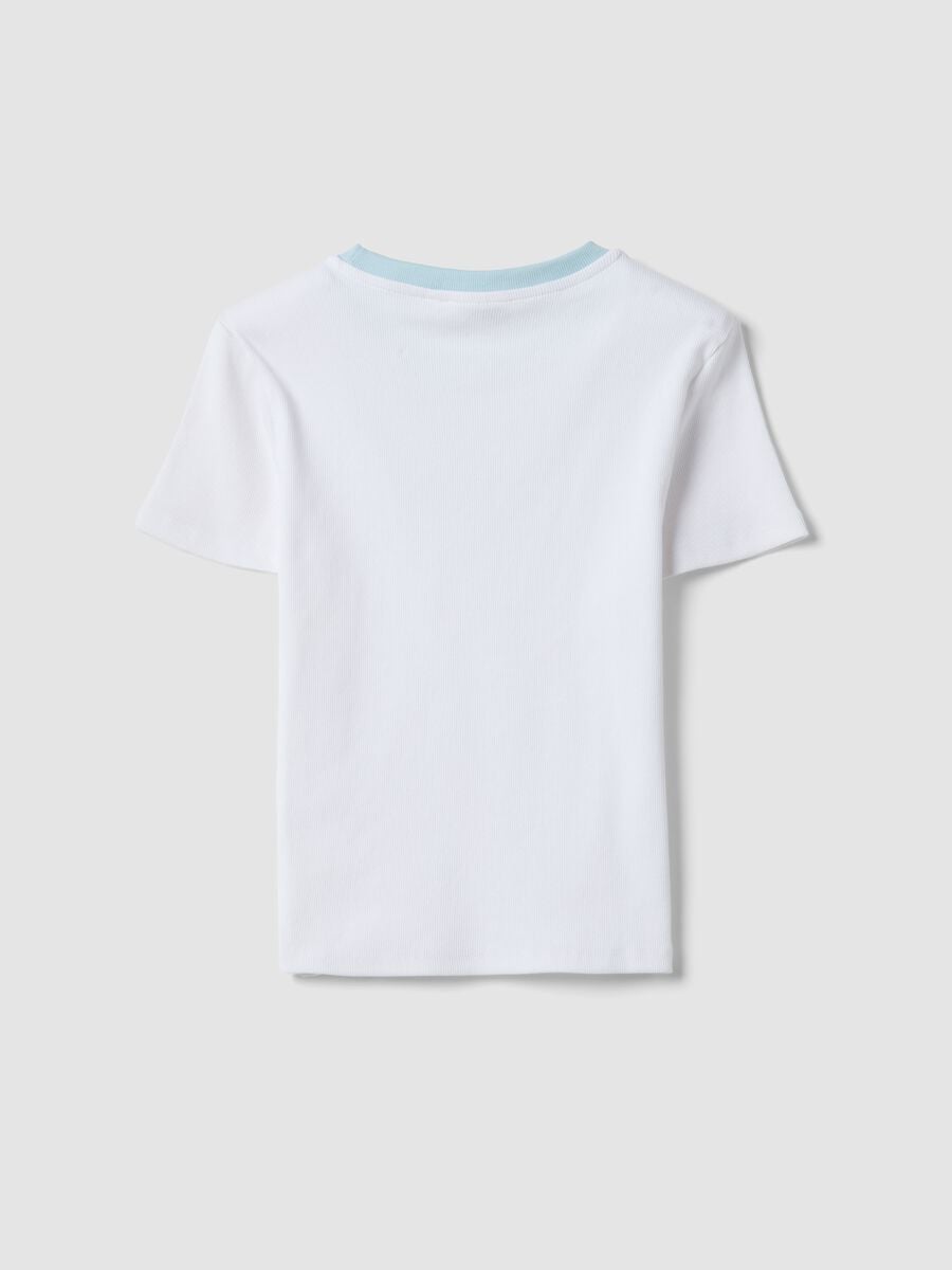 Girls&rsquo; white fitted stretch cotton T-shirt with embroidery_4