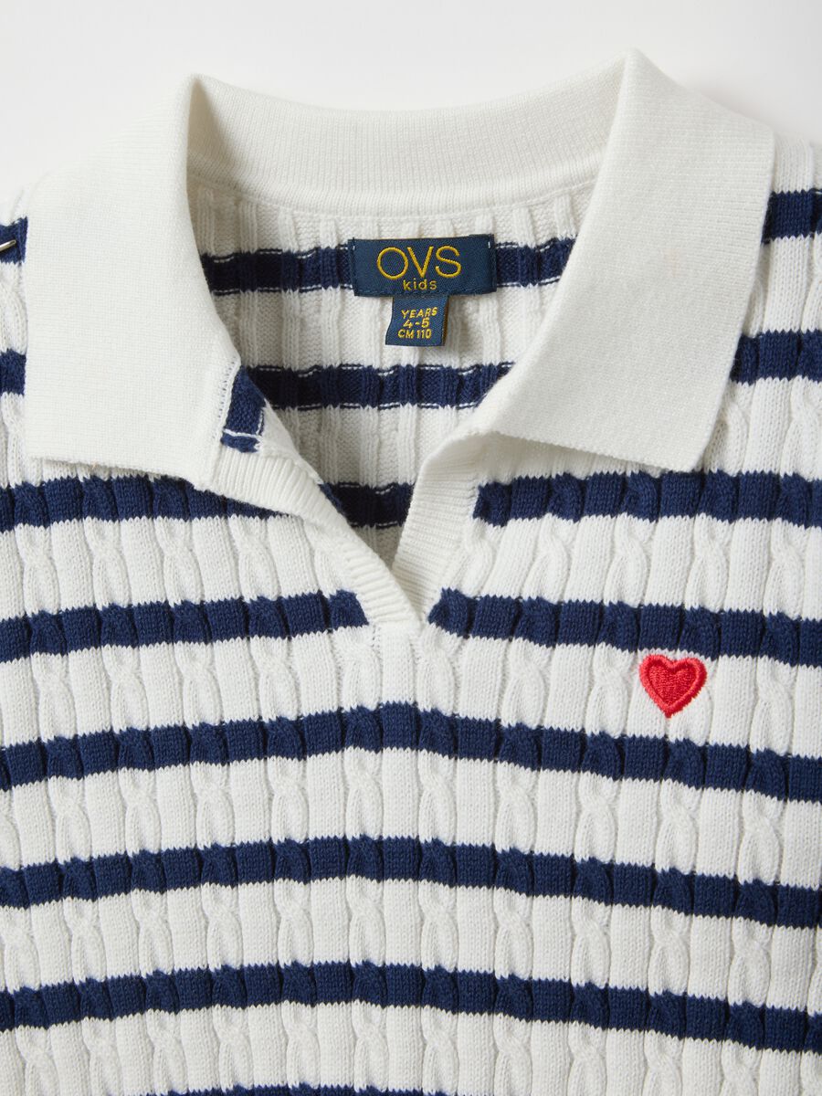 Multicolour striped pure cotton polo shirt for girls, regular fit_2