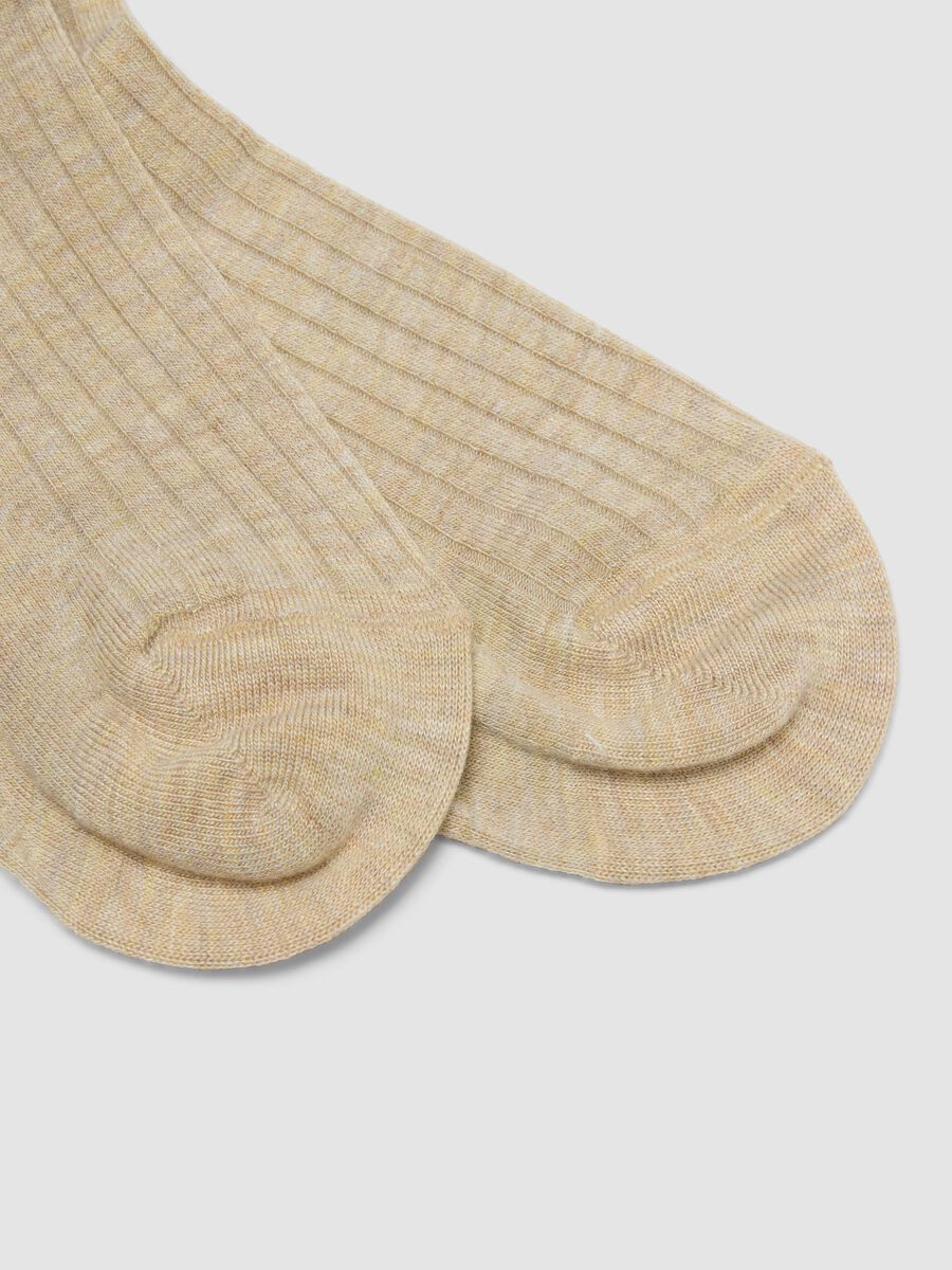 Beige Long Socks in Stretch Viscose Blend_2