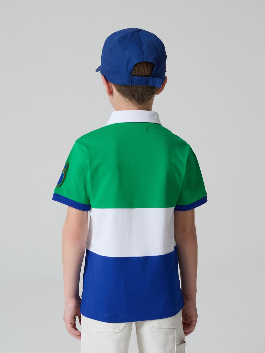 Colourblock polo shirt with patch and print_2