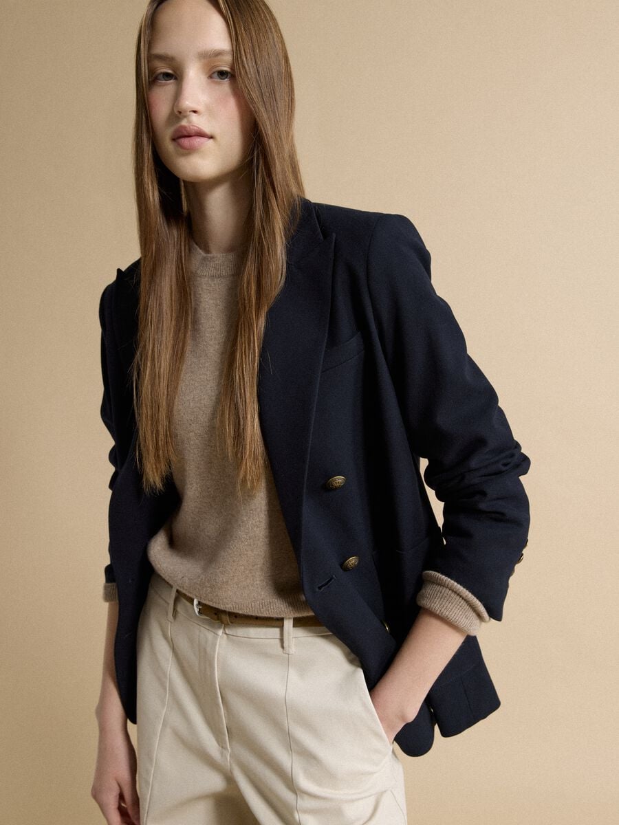 Doppelreihiger Blazer in Blau aus elastischer Viskose, Regular Fit_1