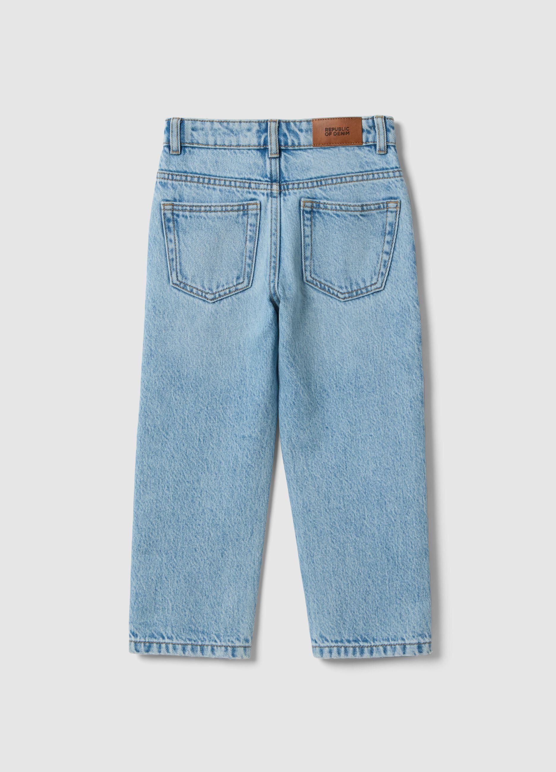 Boys&rsquo; pure cotton denim ripped jeans, comfort fit