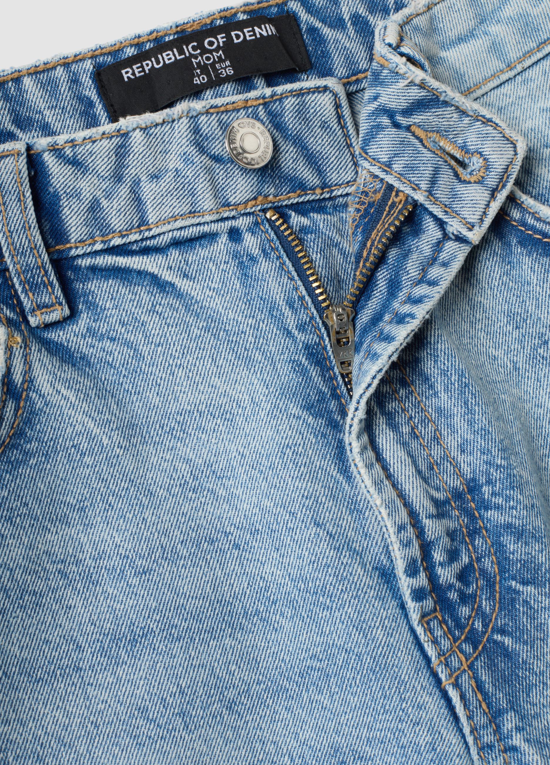 High-waisted pure cotton mom-fit denim jeans