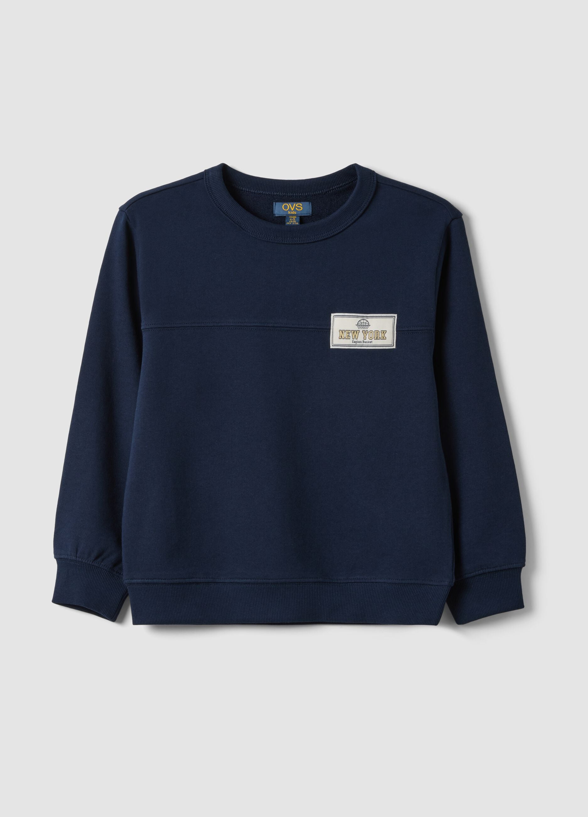 Blue organic cotton sweatshirt with print for boys, relaxed fit