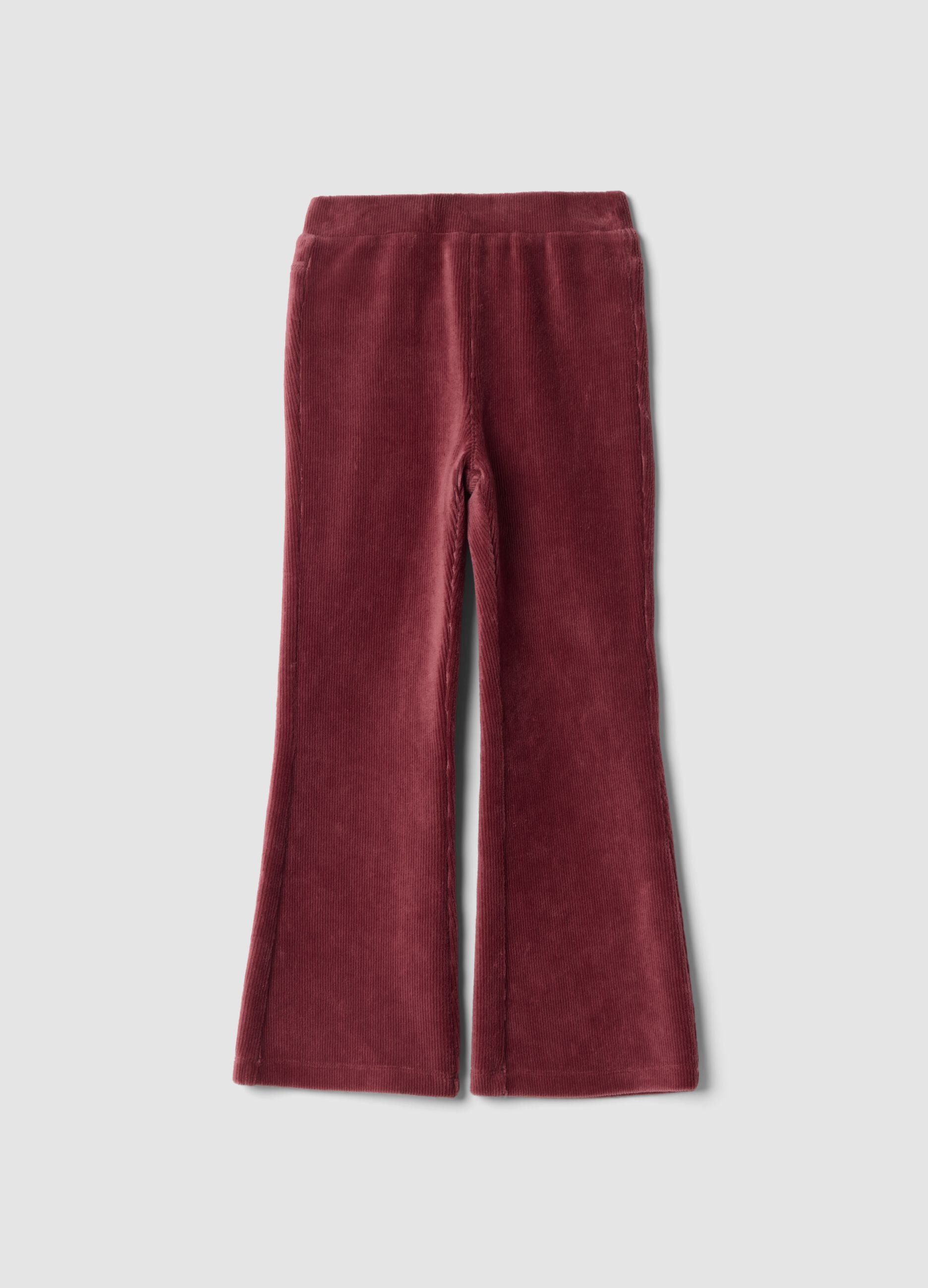 Brown flared stretch cotton trousers