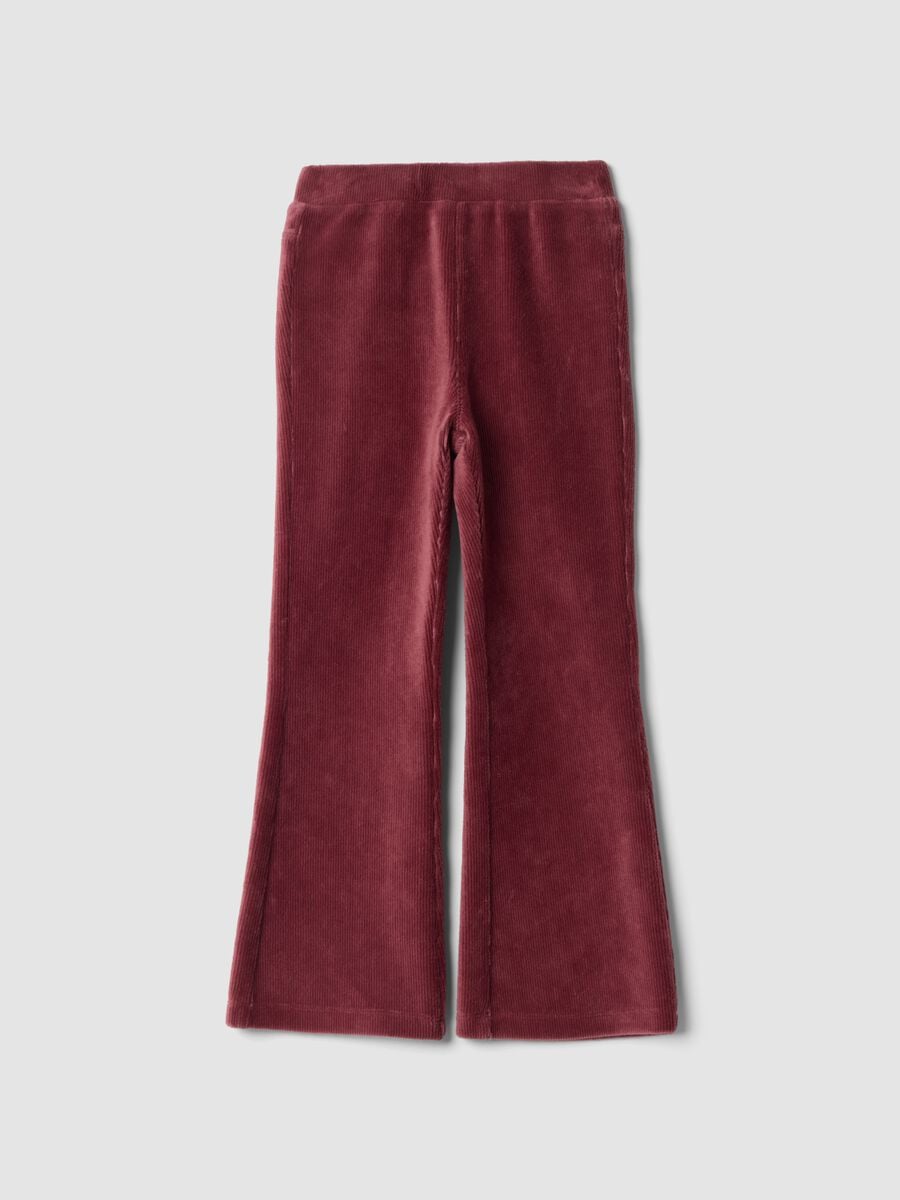 Brown flared stretch cotton trousers_0