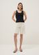 Black stretchy cotton regular fit tank top with trim_2