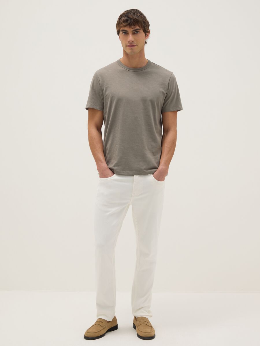 T-shirt a maniche corte in puro cotone grigio regular fit_1
