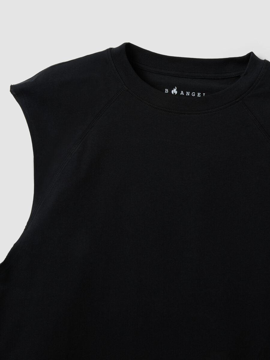 Black pure cotton regular-fit tank top_5
