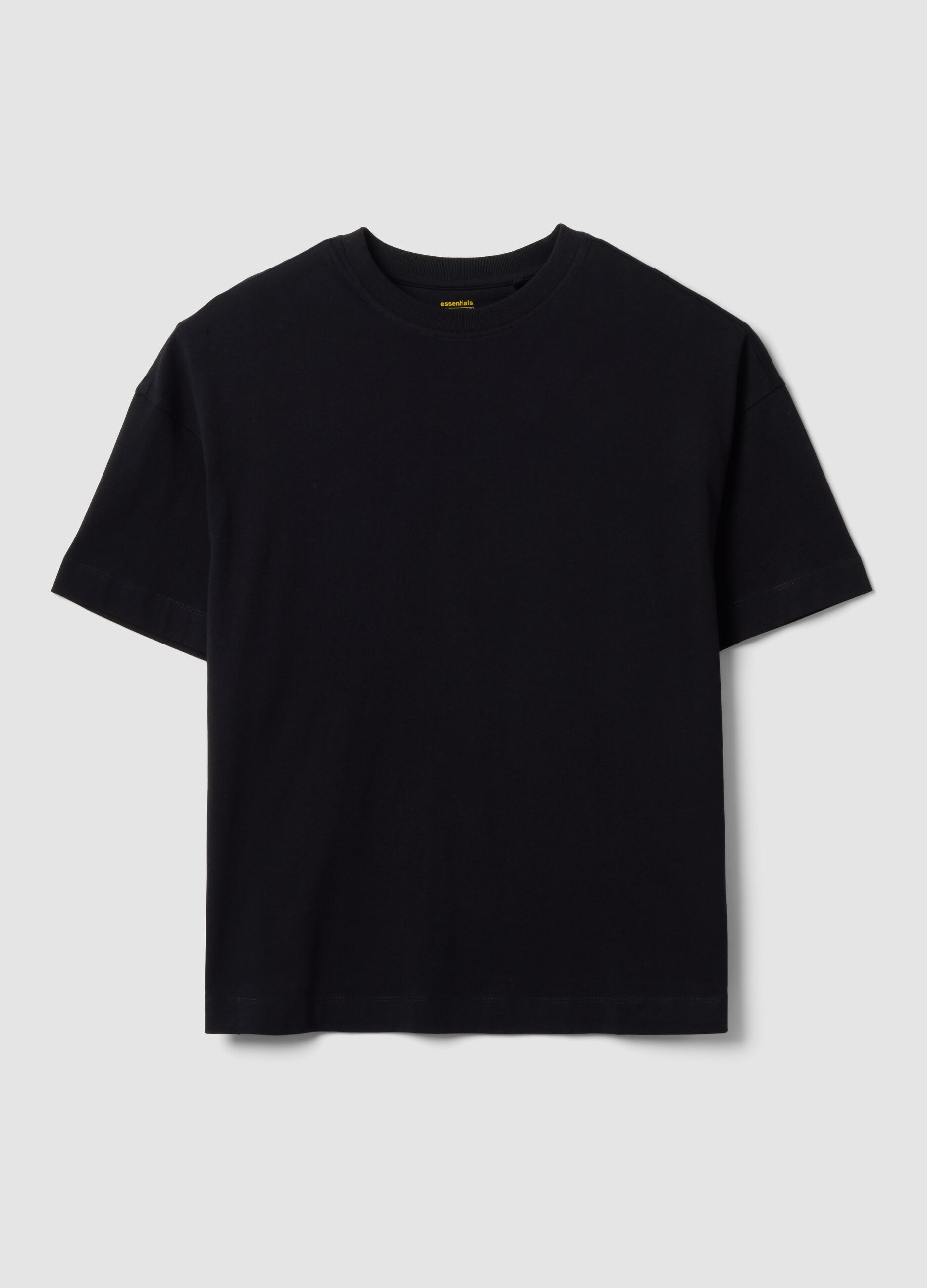 Black oversized pure cotton short-sleeve T-shirt