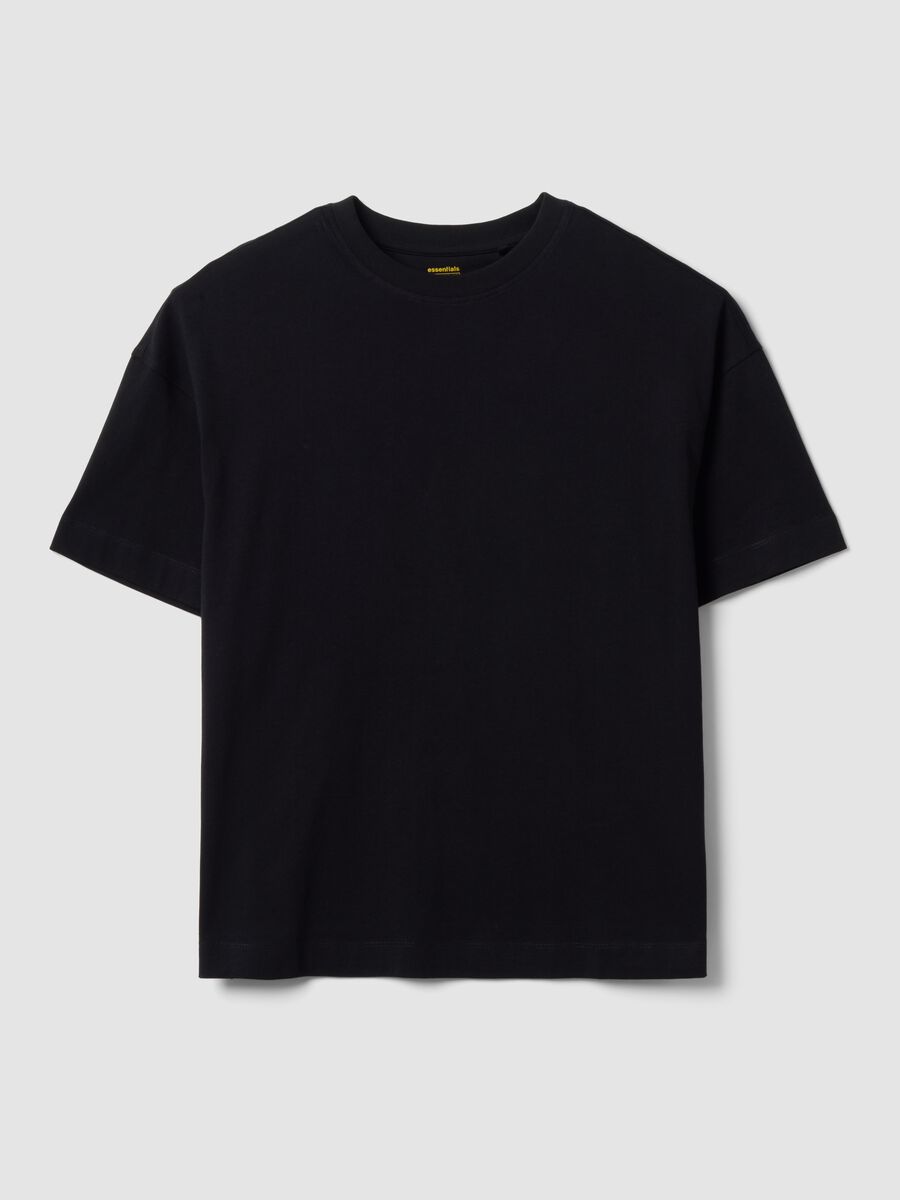 Black oversized pure cotton short-sleeve T-shirt_3